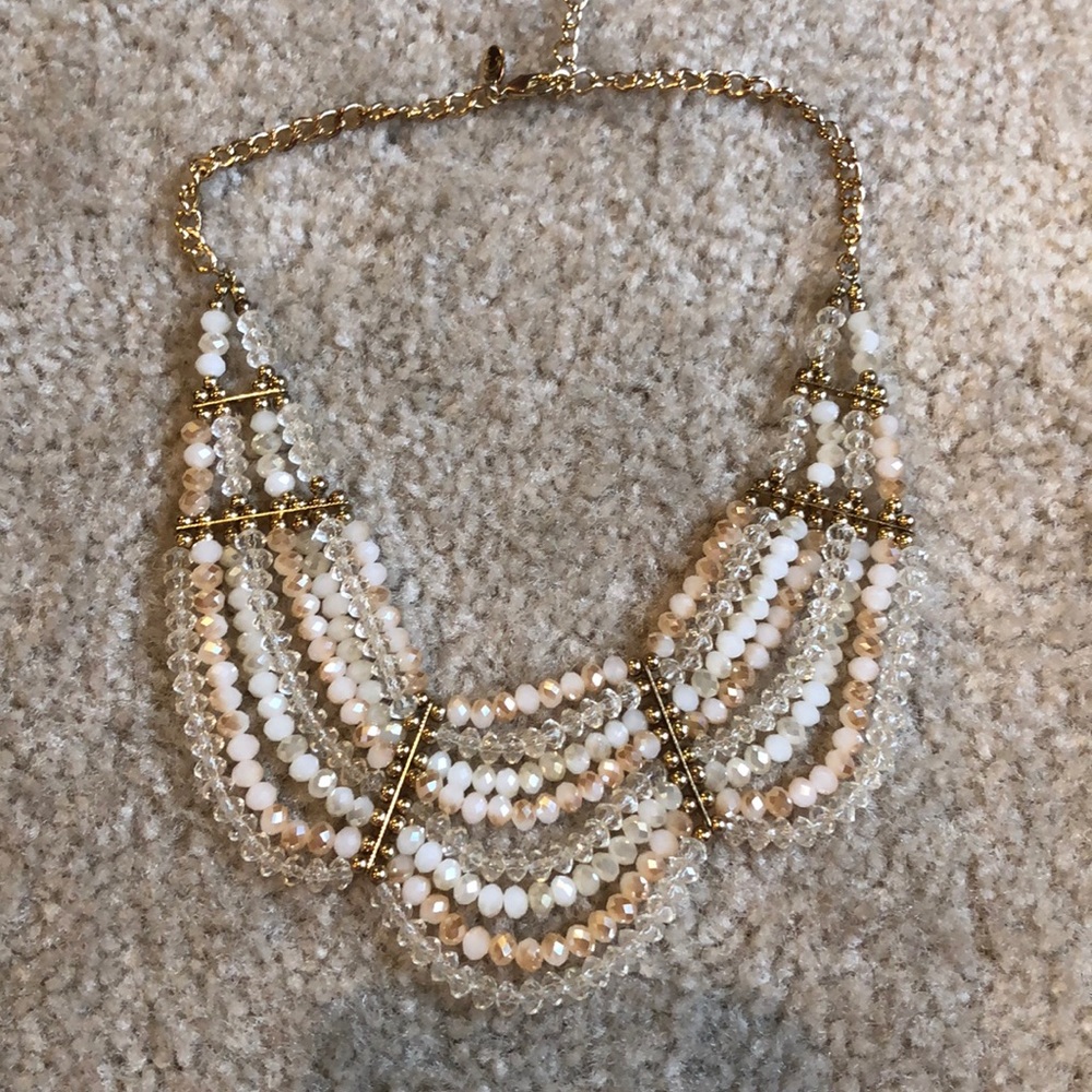 Gold Beaded Bib Necklace